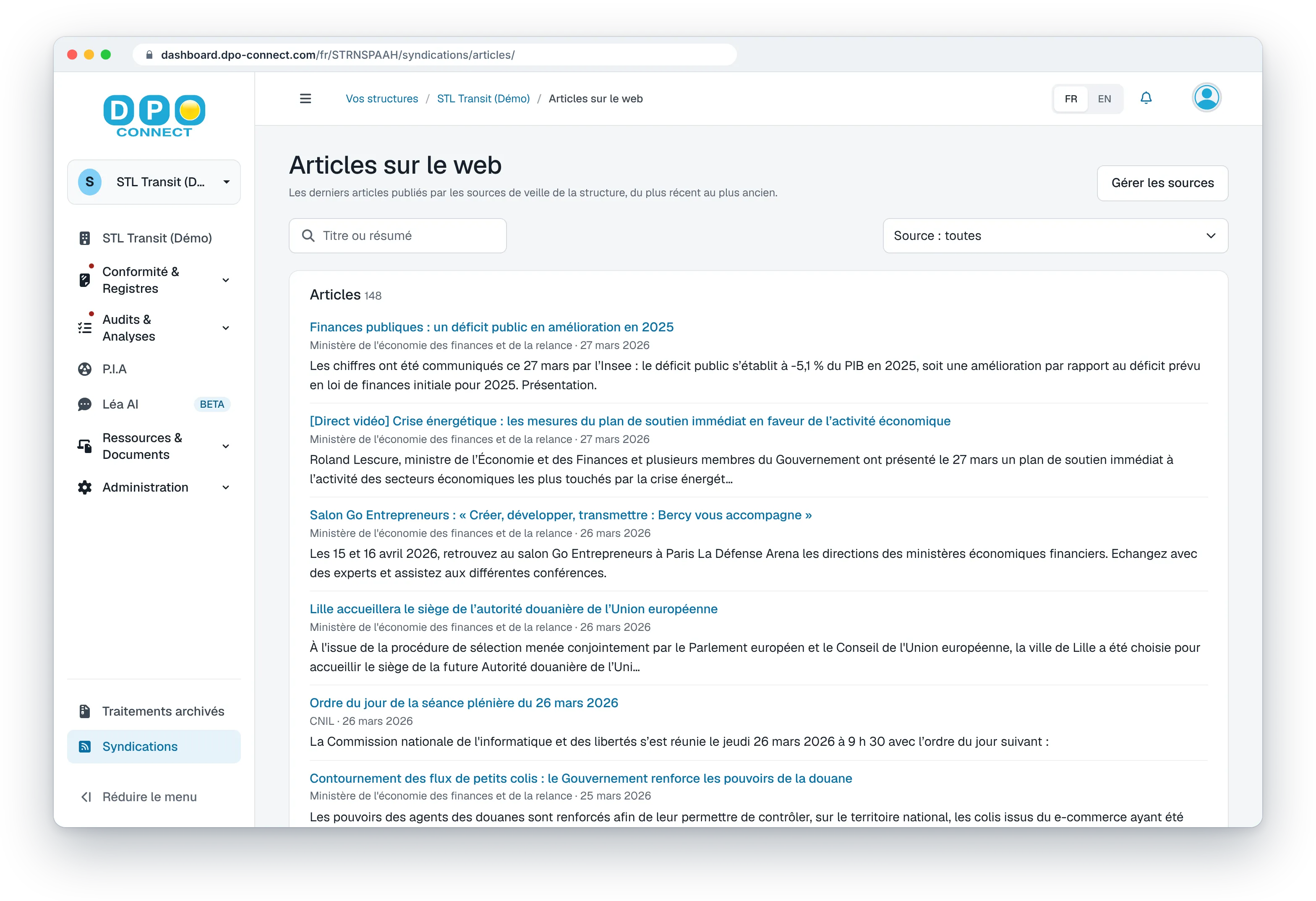 Veille réglementaire RGPD dans DPO Connect